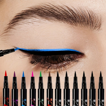 Liquid Eyeliner Pen Set 12pcs – Long-Lasting Precise Fine Tip, Natural Makeup Effect, No Smudge No Tingle, All Skin Colors, for Daily Wear, Performances & Parties, Women's Makeup Gift