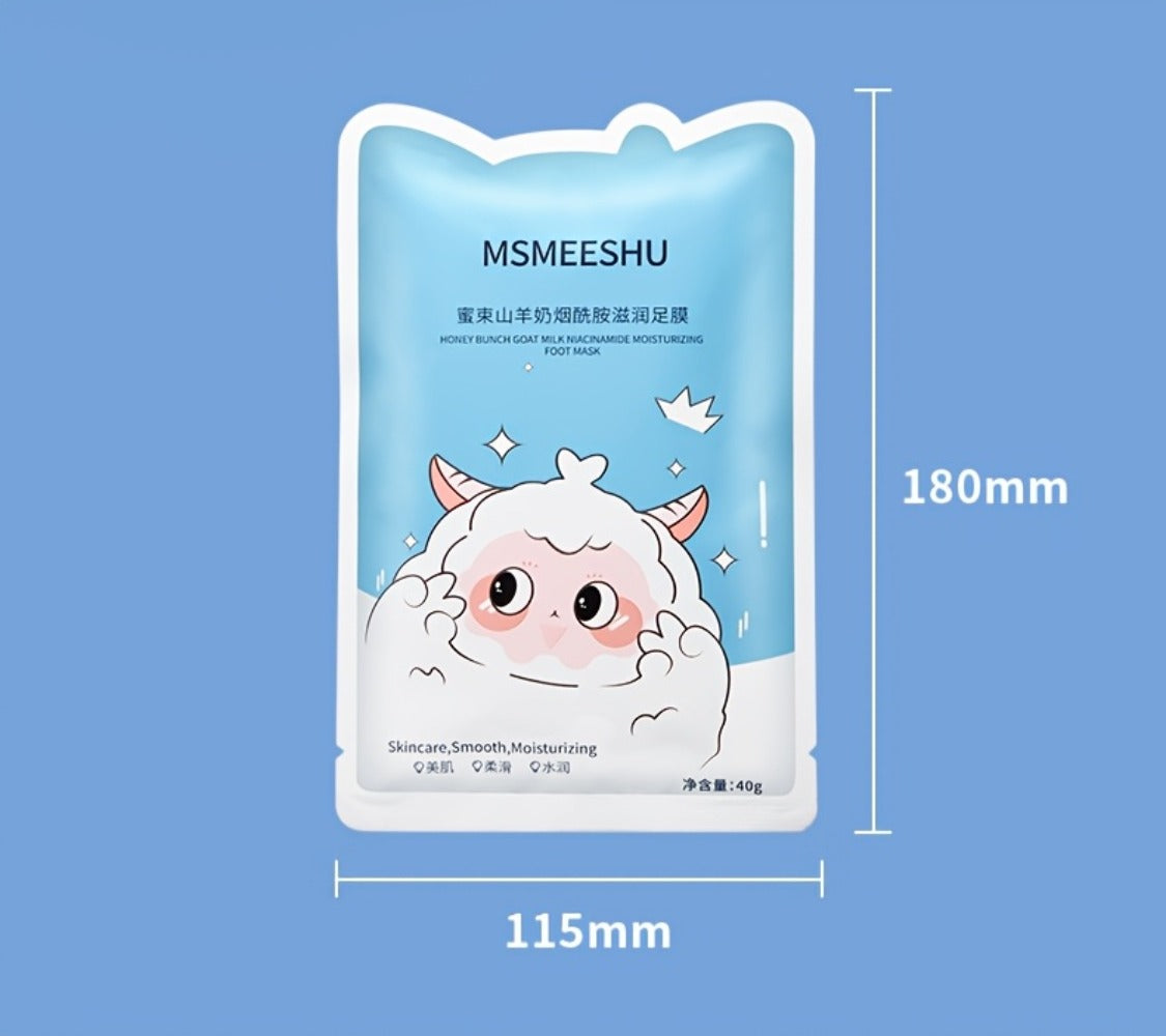 10 Pairs Goat Milk & Niacinamide Moisturizing Foot Masks - Enriched with Ceramides, Hyaluronic Acid, And Allantoin. Exfoliates, Helps Prevent Cracked Skin, Brightens, And Leaves Feet Soft And Smooth. Ideal for Foot Care.