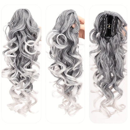 Afro Kinky Curly Ponytail Extension Claw Clip Synthetic Heat Resistant Volume Boosting Hair Piece for Women Daily Wear Special Occasions Multi Color 16 Inch