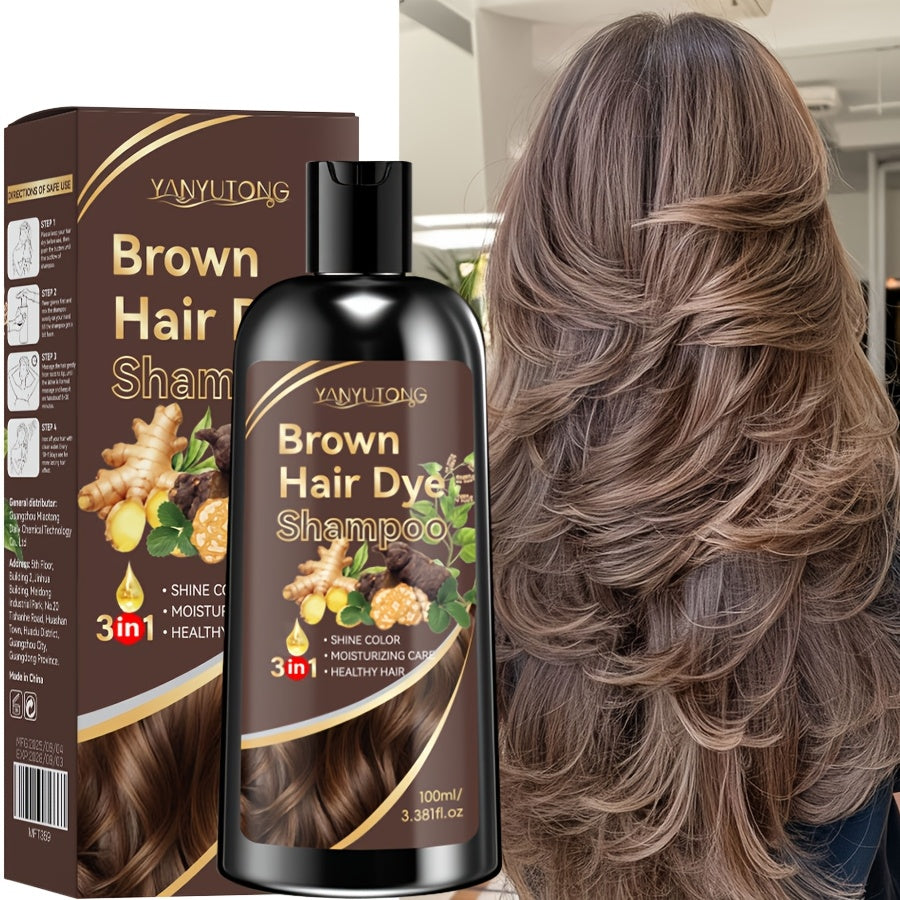 3.38oz Hair Dye Shampoo, Natural Plant Pigments, Safe for Hair, Quickly Covers Gray Hair, Available in Black, Brown, and Chestnut Brown, Halloween Gift, Christmas Present, Holiday Present, Quick Cover Gray, Vibrant Colors, Easy Application, Gentle
