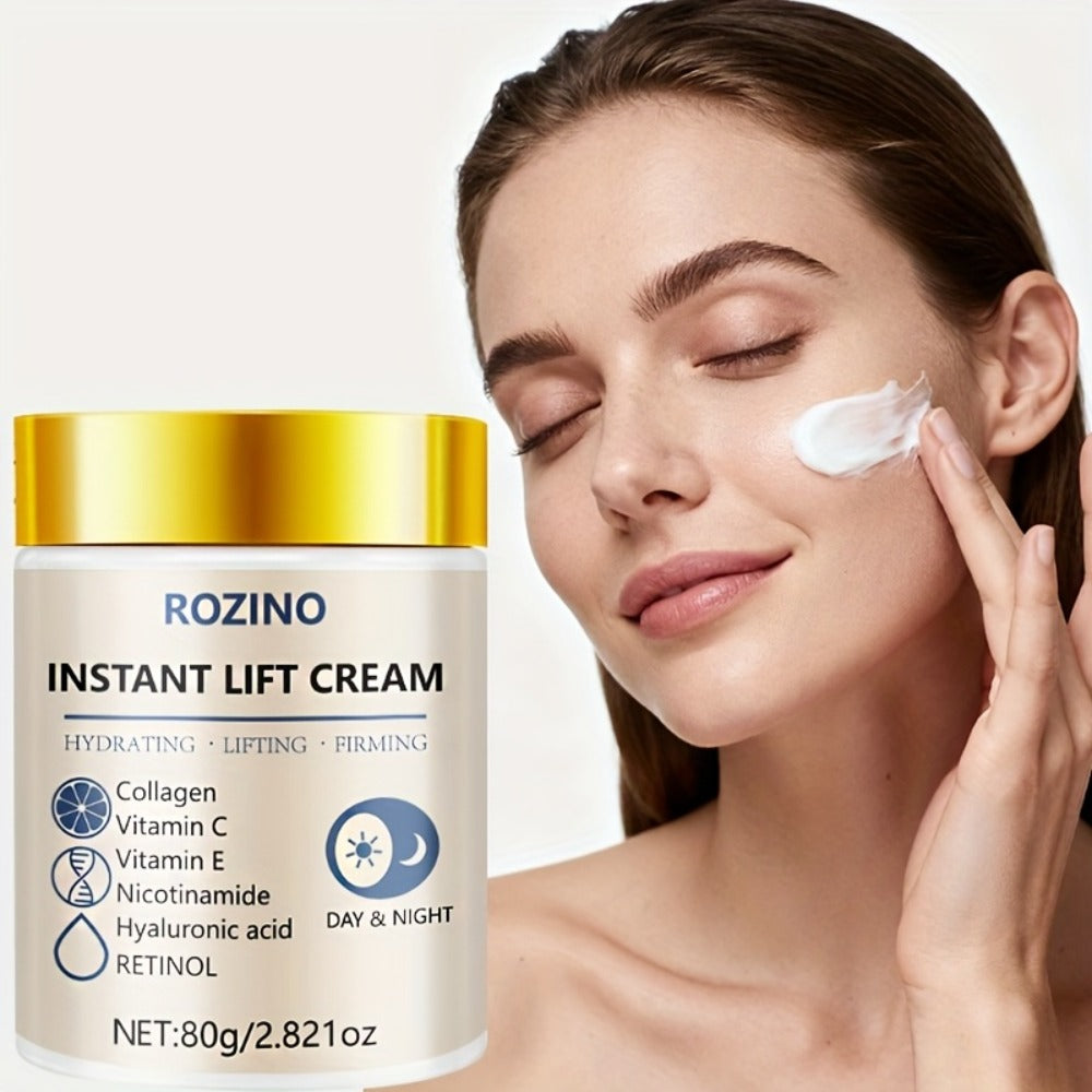 ROZINO Instant Collagen & Niacinamide Cream - 5-Second Lift And Tightening, Collagen-Infused Face And Neck Cream for Dark Circles, Puffiness, Sensitive Beige, Sensitive Eyes, All Beige Types, Instant Firming Moisturizer