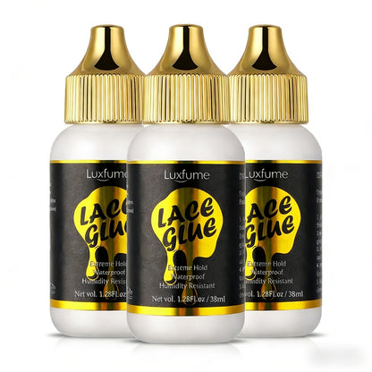 Lace Front Wig Glue Invisible Waterproof Extreme Hold Clear Drying Liquid Adhesive for Wigs Hairpieces 100ml+ 3pcs Value Pack Long Lasting Secure Hold