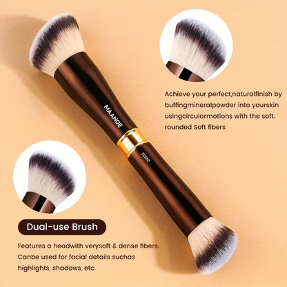 Double-Ended Makeup Brush Set 8-Piece with Storage Box - Aluminum Alloy Handle Foundation Blush Contour Brushes, Travel Gift for Women