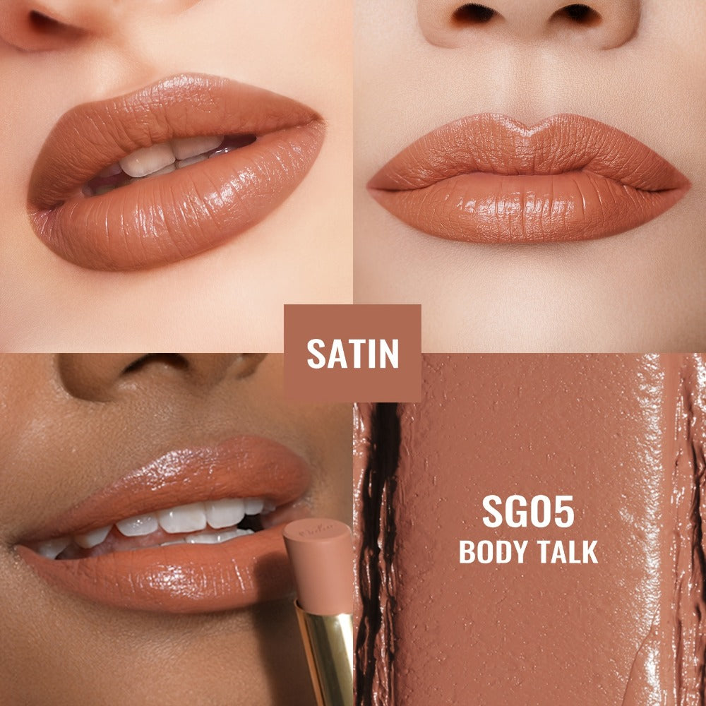 Nude Lipstick Set Oulac Satin Finish - Lightweight Moisturizing Full Coverage Lip Color, Cream-to-Satin Formula, 12g Each, Gift-Ready for Women All Skin Tones (LT-SG Nude Set 2 & 3)