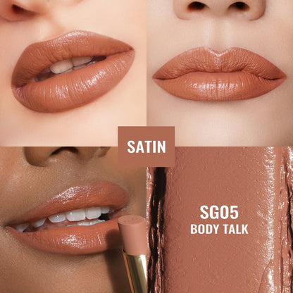 Nude Lipstick Set Oulac Satin Finish - Lightweight Moisturizing Full Coverage Lip Color, Cream-to-Satin Formula, 12g Each, Gift-Ready for Women All Skin Tones (LT-SG Nude Set 2 & 3)