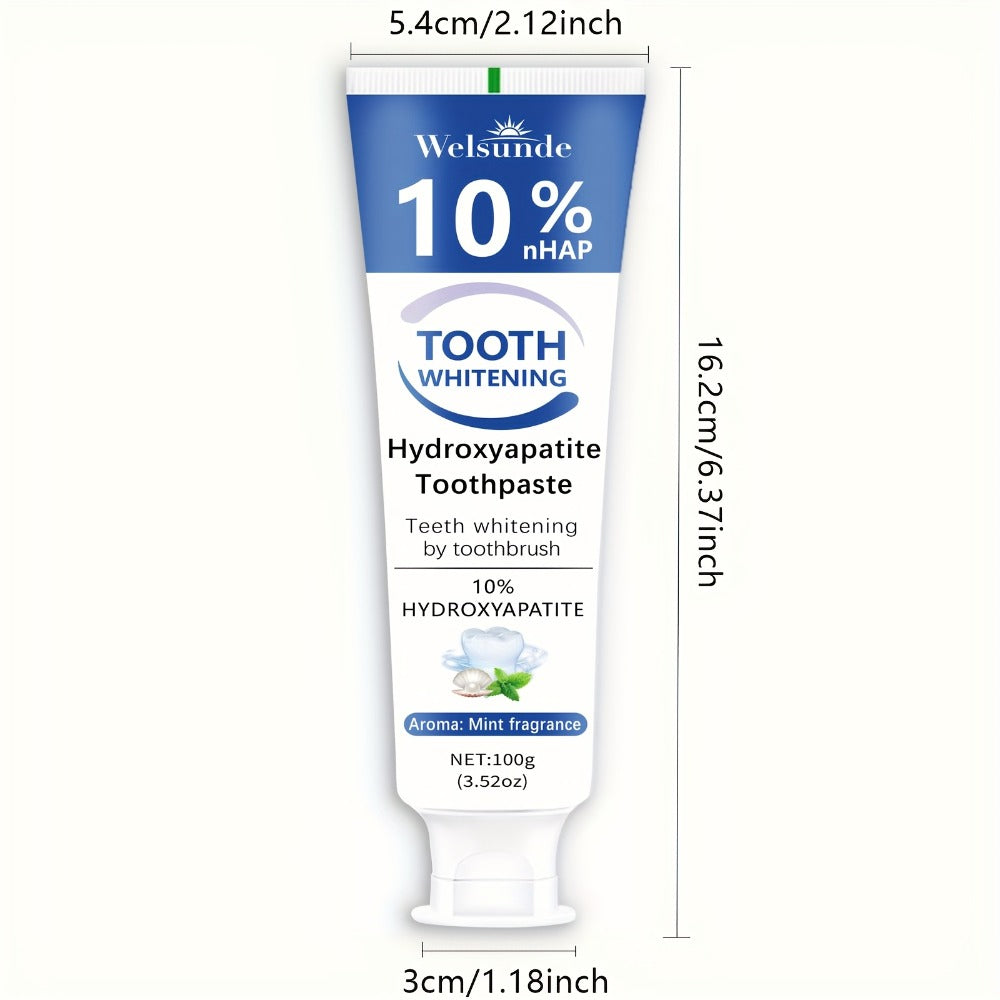 2pcs 10% Hydroxyapatite Toothpaste for Deep Cleaning & Brighter Smile, Hydroxyapatite Toothpaste - European Formula with Minty Fresh Breath, Gentle on Gums, Ideal Oral Hygiene Gift for Women & Men, suitable for everyday, Dental Care, Refreshing