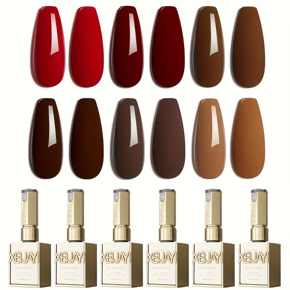 Luxurious Red Series 6-Color Set for Spring 2025, Featuring Sparkling And Long-Lasting Nail Gel for Salon-Quality Nail Art, Perfect for Women