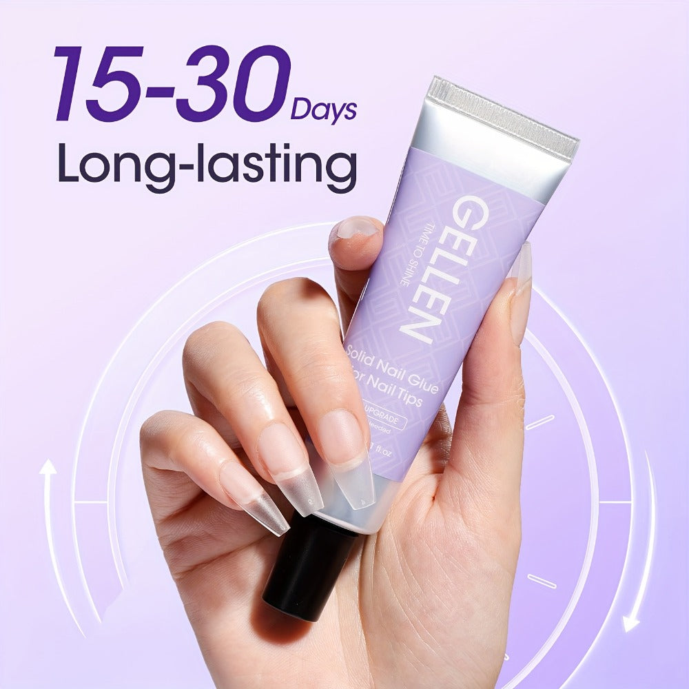 Gellen Solid Gel Nail Glue 30g Solid Nail Glue Gel For Press Ons Clear Gel Glue Strong U V Nail Glue For Acrylic Nails Tip Press On Nails Extension Charm Gel Glue For Nails U V Light, Christmas Gift For Women