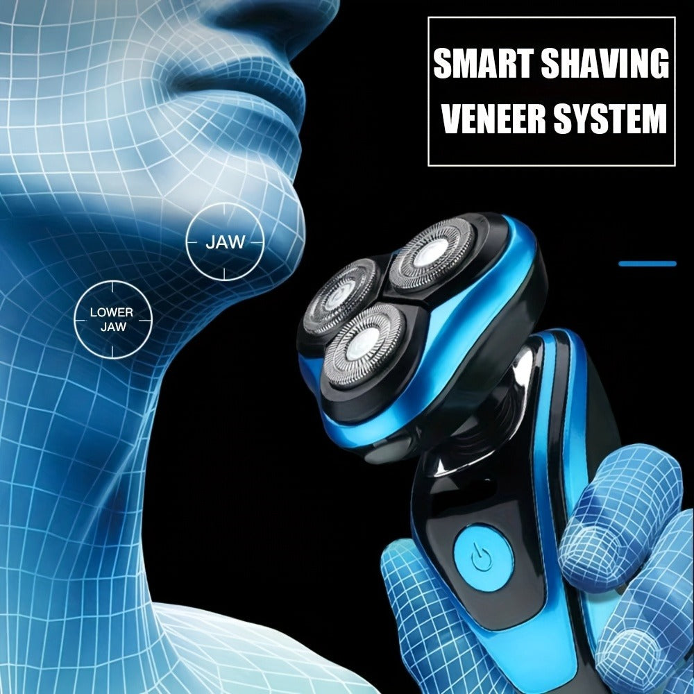 Men's 3-in-1 Electric Shaver & Nose Hair Trimmer with USB Rechargeable, Floating Blade & Digital Display Suitable for Sideburns Trimming, Portable Shaving Machine for Nose Hair Care, Ideal Gift for Men and Fathers Day