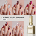 XEIJAYI Electroplating Bottle 5pcs Cat's Eye --- Super Bright Cat's Eye Gel Ruby Cat's Eye Porcelain White Glass Bead Effect Sparkling LED Nail Gel Home Salon Must-have Salon Gel