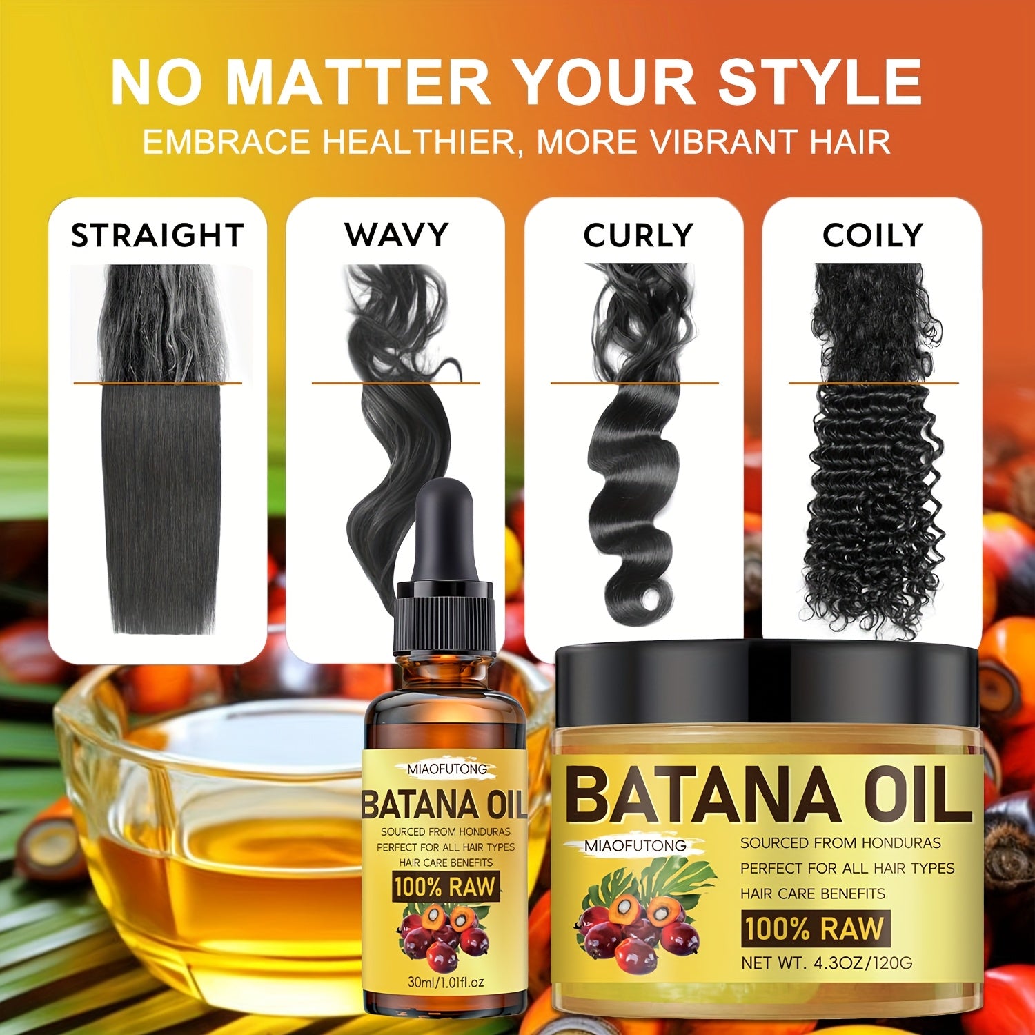 2pcs Batana Oil And Batana Essential Oil, Natural Honduran Hair Care Oil, Soft And Moisturizing Hair Care, Increase Hair Shine, Suitable for Dry And Damaged Hair, Make Hair Healthier, More Refreshed And Stronger