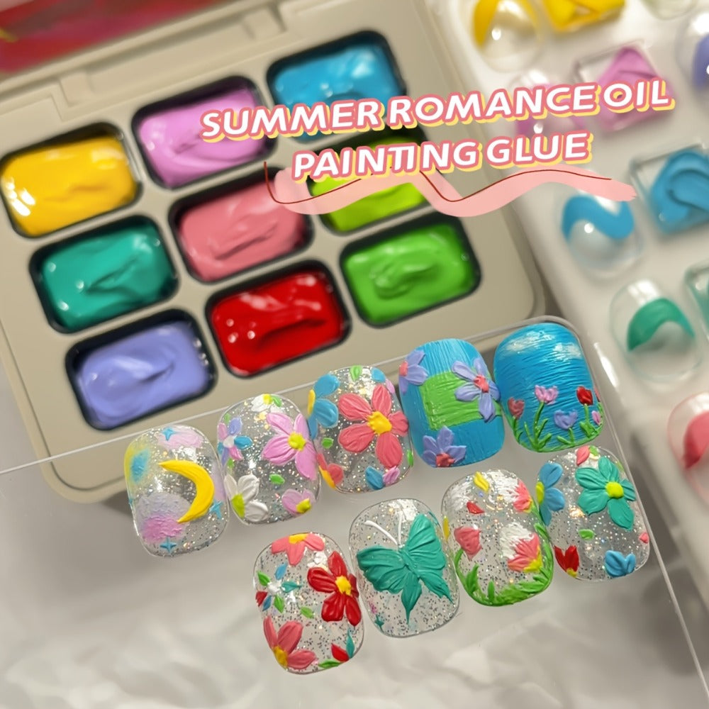 UV Gel Nail Polish Set 9 Colors | Dopamine Summer High-Saturation Gradient Nail Gel | Semi Permanent Soak Off Nail Art Kit for Salon & DIY Manicure | Gift for Women