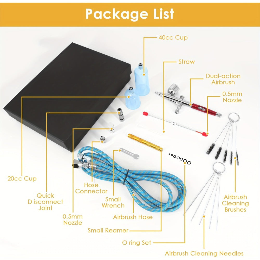 Airbrush Kit - Airbrush Gun Set Dual-Action Gravity Feed with 0.3 And 0.5Mm Needle Sets - Air Brush Set with 7CC 20Cc 40Cc Replacement Cups for Nails Model Painting Cake Tattoo Makeup
