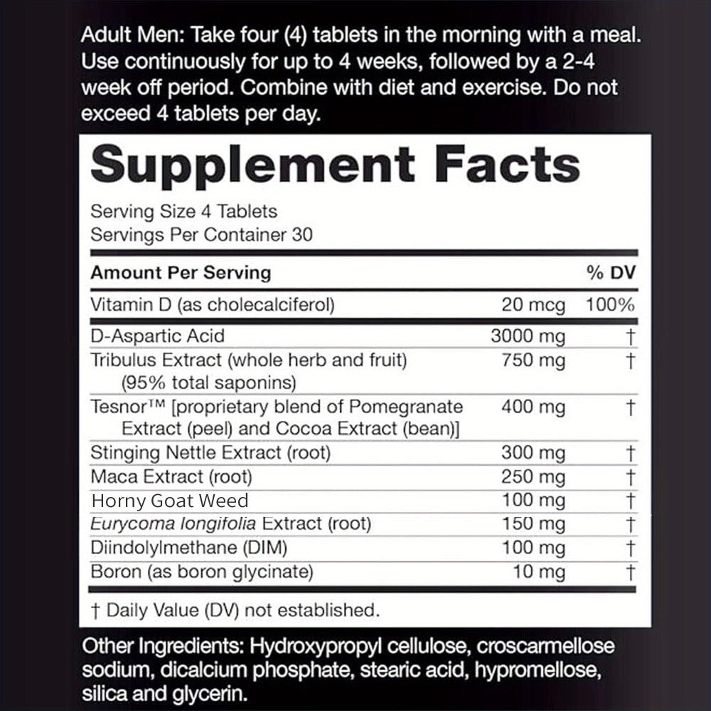 5 Bottles - Total-T Ultimate - with Horny Goat Weed, D-Aspartic Acid, Tribulus, Maca, Stinging Nettle - Supplement, Mood Support