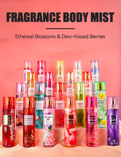 Body Spray for Women 4-Pack 8.4oz Each - Floral & Fruity Hair & Body Fragrance Mist Set 20 Scents Long Lasting Daily Use Gift