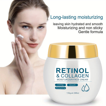 Retinol Face Cream with Collagen - Firming Moisturizing Anti-Aging Facial Cream for All Skin Types - Day and Night Skin Care Cream for Women & Family 130g / Retinol Essence