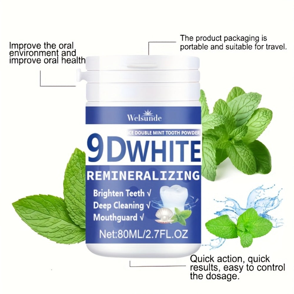 3pcs 9D White Remineralizing Hydroxyapatite Tooth Powder | 8.12oz/8. 1fl. Oz, Deep Cleaning & Mint-Flavored & Fresh Breath, Ideal for Oral Health & Hygiene, Tooth Brightening Powder for Both Men And Women, Ideal for Daily Deep Cleaning of Teeth