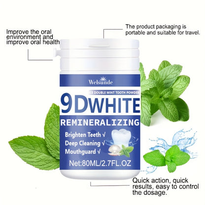 Hydroxyapatite Tooth Powder Remineralizing Whitening Deep Cleaning Mint Fresh Breath Oral Health Powder for Men Women 3pcs 80ml Each