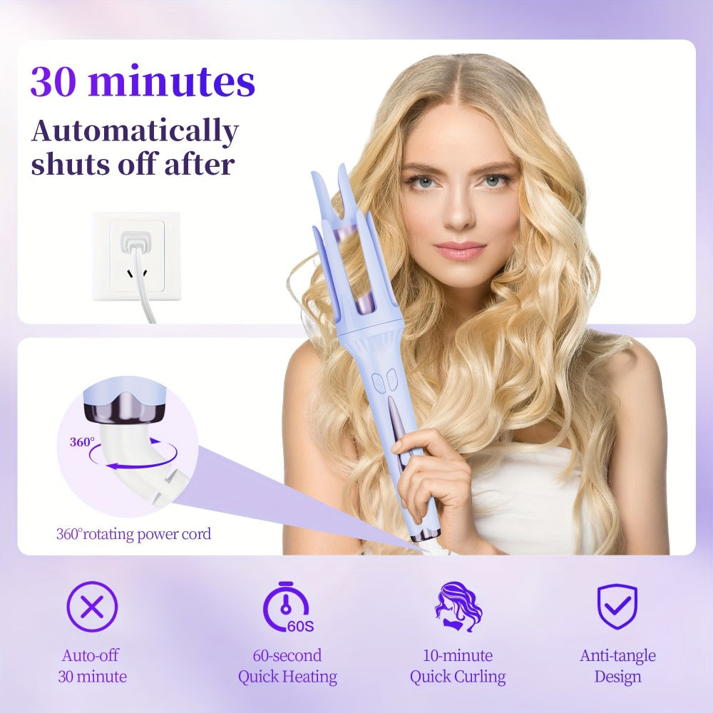 Fully Automatic Curling Iron with Dual Card Slots And Negative Ions, 32Mm Constant Temperature, Long-Lasting, Non-Damaging to Hair, Anti-Scald, And Good Hand Feel. Equipped with a Bracket And Comb