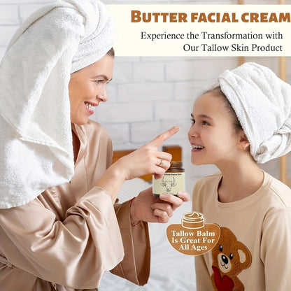 Beef Tallow Balm for Face & Body 4oz - Whipped Grass-Fed Tallow Moisturizer with Honey, Natural Non-Greasy Skin Nourishing Cream for Dry & Sensitive Skin, Unrefined Formula for Men & Women