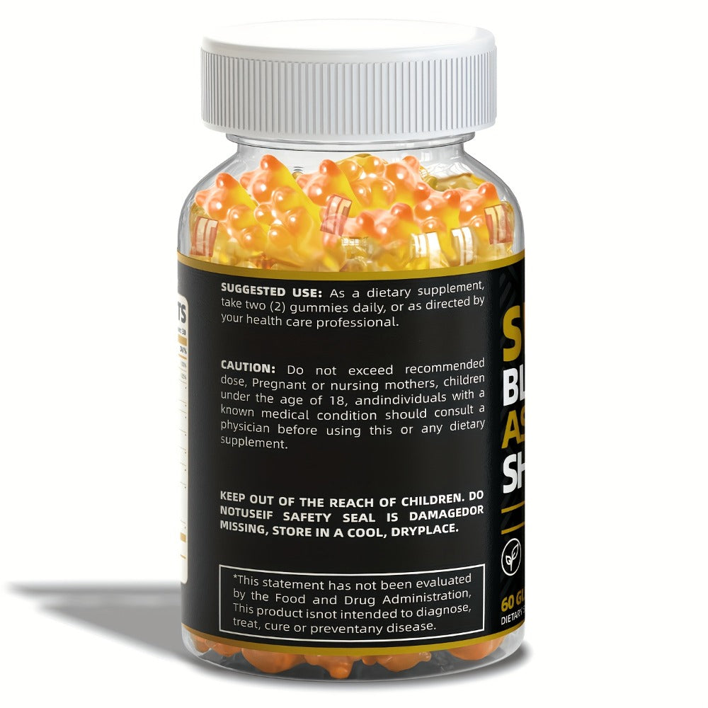 Sea Moss, Black Seed Oil, Ashwagandha, Ginger, Shila Gummies with Elderberry, Chlorophyll, Turmeric, Bladderwrack 1445mg, 60 Gummies | 1/2/3 Bottle