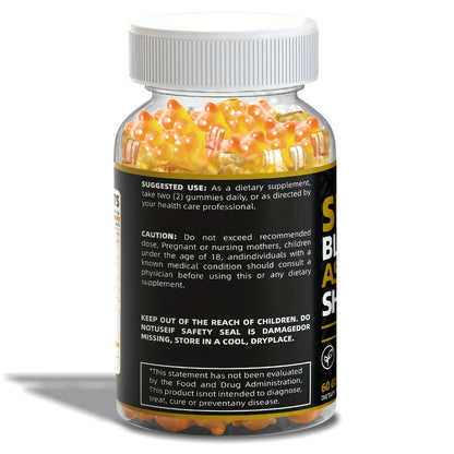 Sea Moss Gummies 1445mg with Black Seed Oil Ashwagandha Elderberry Turmeric Bladderwrack Chlorophyll & Ginger | 10-in-1 Superfood Immune & Energy Support | 60 Gummies Per Bottle