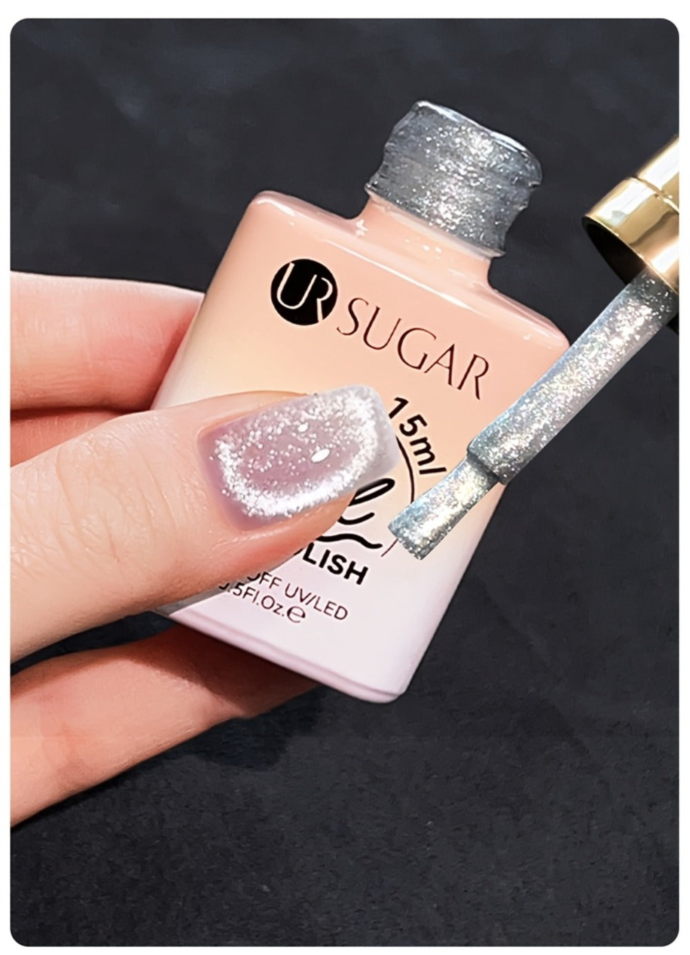UR SUGAR 2pcs/Set 0.51oz Shine White Cat Magnetic Gel Nail Polish on Any Color Gel Sparkling Glitter Semi Permanent Soak Off Gel with Magnetic Stick