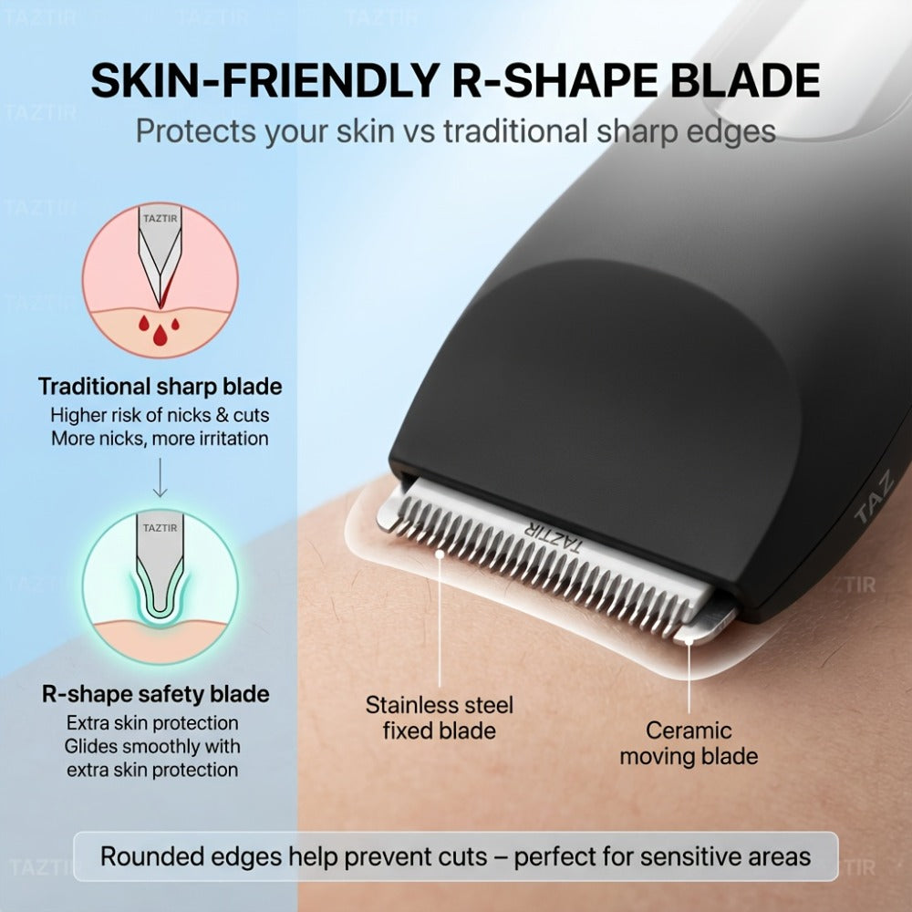 [5-in-1] TAZTIR Men's Beard Trimmer and Full Body Grooming Kit, IP67 Waterproof Electric Razor, Suitable for Facial Beard, Chest Hair, and Private Areas, USB Rechargeable Hair Clipper, LED Display, Skin-Friendly Ceramic Blades Gift Box Set