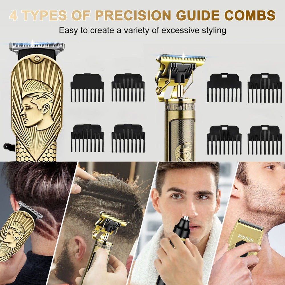 2pcs/4pcs Men's Hair Clipper and Beard Trimmer Bundle with USB- Clippers & LCD Display Trimmer - Barber Kit Suitable for Home, Travel, Ideal Gift for Men, Barber Equipment (Clipper and Trimmer)