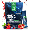 HiPlus NAD Supplement-1400 Mg-High Performance Liposomes, Nicotinamide Ribose, PQQ, Nicotinamide Riboside&Trans-Resveratrol Multi-Support, Antioxidant & Light Beige Support-Sweet&Sour Berry Flavor, Highly Effective Focus In Every Moment-(1 Sachet-2 Sachet