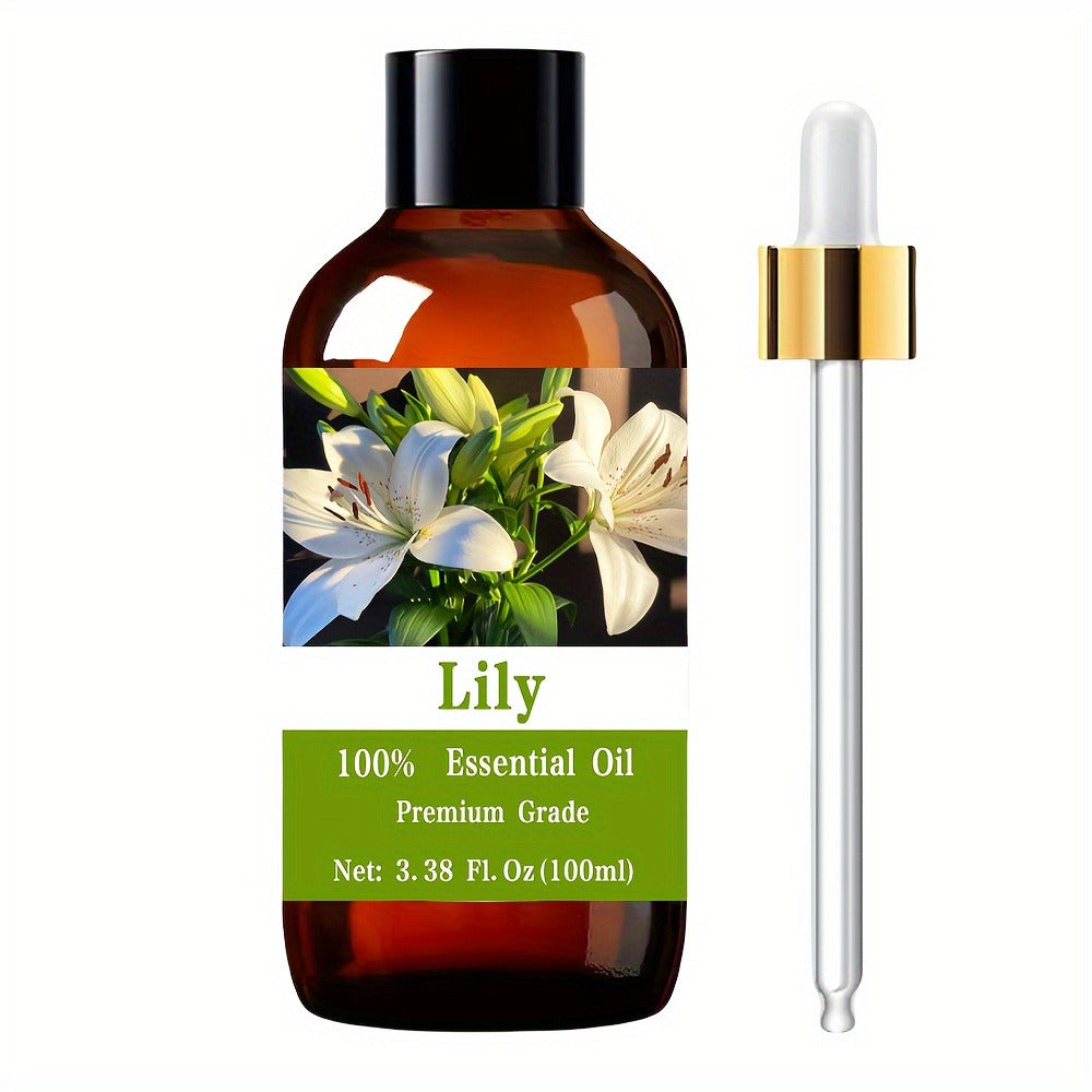 Lily Essential Oil, 100ml/3.38 Fl.Oz, 100% Pure Care Grade For Nail, Hair & Skin Care, Massage, Moisturizing Massage Essential Oil For Men & Women, Meditation Gift, Perfect Christmas Gift