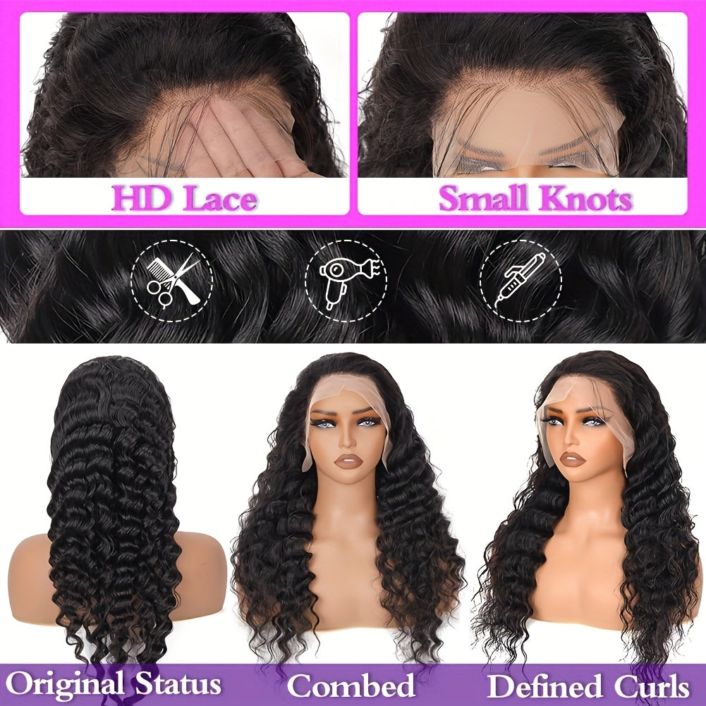 Glueless Bob Wig Human Hair 13x4 Pre Cut Lace Deep Wave Wig 200% Density Wear and Go Pre Plucked Body Wave Lace Front Wig for Black Women