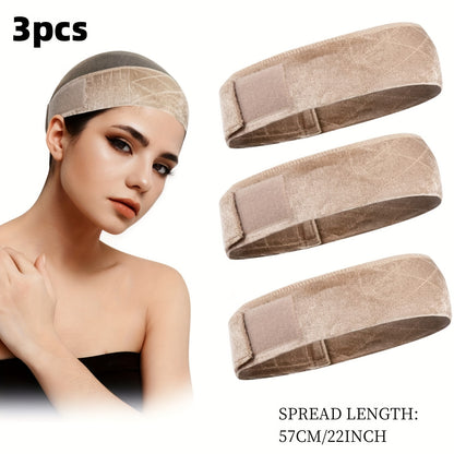 Velvet Wig Caps 3 Pack for Women Adjustable Non-Slip Breathable Comfortable Wig Cap for Lace Front Wigs Wig Stands Mannequin Beige Black Brown
