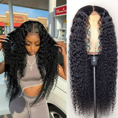 Lace Front Wig Human Hair 4x4 HD Transparent Closure - Brazilian Body Wave Pre Plucked Baby Hair 180% Density Natural Black 14-26 Inch