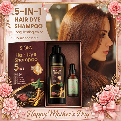 Color Dyeing Shampoo 5-in-1 Instant Hair Color Conditioner 16.9oz - SJOPA Safe Natural No Pungent Smell Unisex Hair Dye Shampoo Serum for Men Women Gift