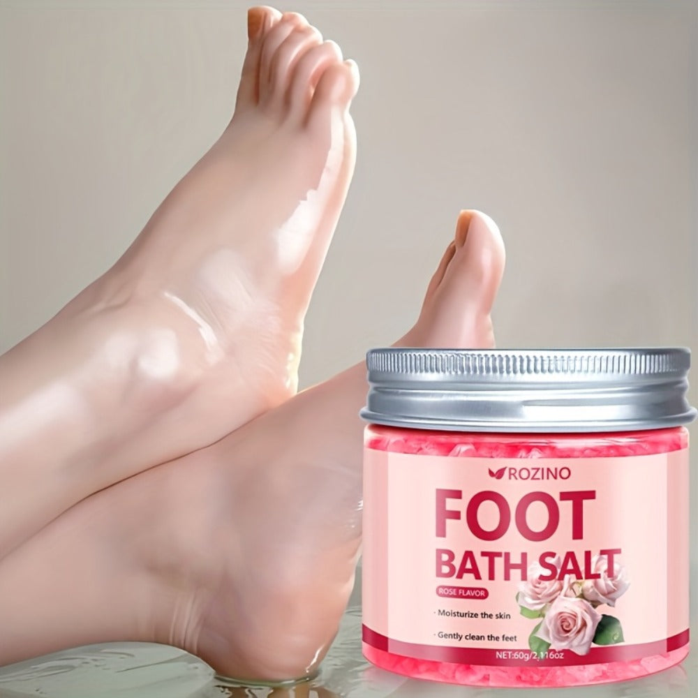 [ROZINO Foot Bath Salt] 60g ROZINO Foot Bath Salt - Hypoallergenic Sea Salt, Moisturizing & Cracked Heels, 20-Min Relaxing Soak for Dry Feet, Post-Exercise & Bedtime Routine, Oceaninspired Design