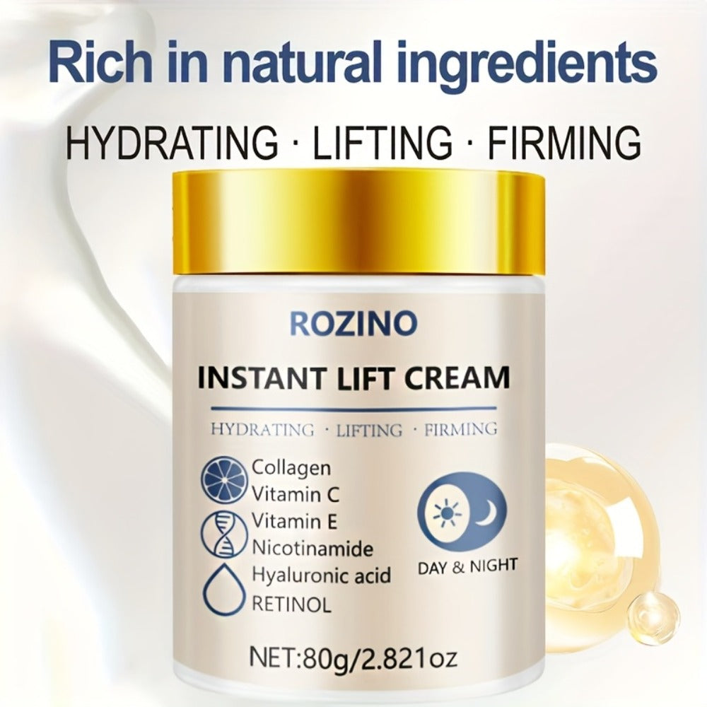 ROZINO Instant Collagen & Niacinamide Cream - 5-Second Lift And Tightening, Collagen-Infused Face And Neck Cream for Dark Circles, Puffiness, Sensitive Beige, Sensitive Eyes, All Beige Types, Instant Firming Moisturizer