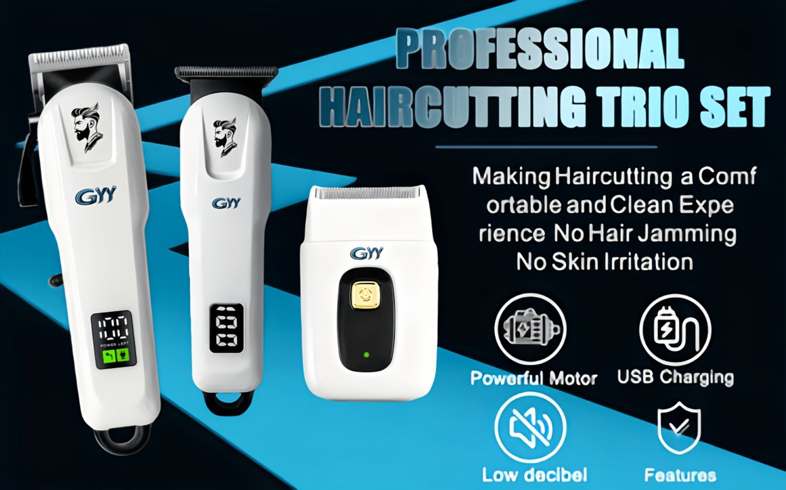 1PCProfessional Hair Clipper Kit for Home & Salon Use - Durable Stainless Steel Blade, Digital Display, USB Rechargeable - Perfect Gift for Father's Day, Valentine's, Birthday, Holidays & Friends