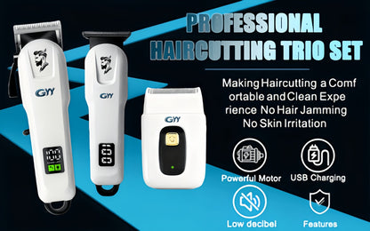 Professional Hair Clipper Kit for Home & Salon — Stainless Steel Blade, Digital Display, USB Rechargeable Hair Cutting Set, Upgraded Scissors Included, Gift for Father’s Day, Birthday & Holidays