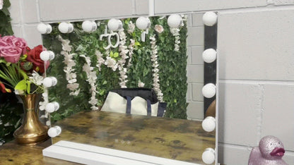 Hollywood Vanity Mirror with Lights - 15 LED Bulbs Large 23x19 Inch Makeup Mirror, 3 Color Dimmable Lighting, Wall Mounted or Tabletop, USB Port, Brightness Memory, White