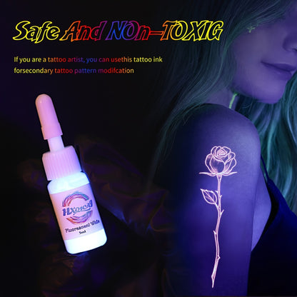 UV Fluorescent Tattoo Ink Kit 8 Colors Glow Under Blacklight - Safe Non-Toxic 5ml Bottles Professional Body Art Ink Set Vibrant Neon Colors