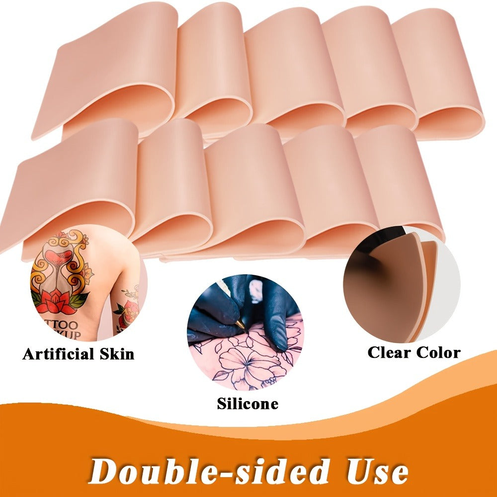 18/12/8/6/4/2pcs Tattoo Skin 3MM Fake Skin Blank Tattoo Practice Skin Double Sides Fake Skin Tattoo For Beginners And Tattoo Artists Tattoo Supplies