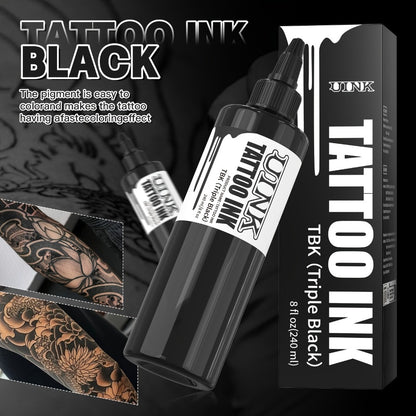 Tattoo Ink 8.12oz Large Capacity Black & White - UINK Professional Tattoo Ink Set for Line Work Coloring Shading Body Art Graffiti Beginners & Artists