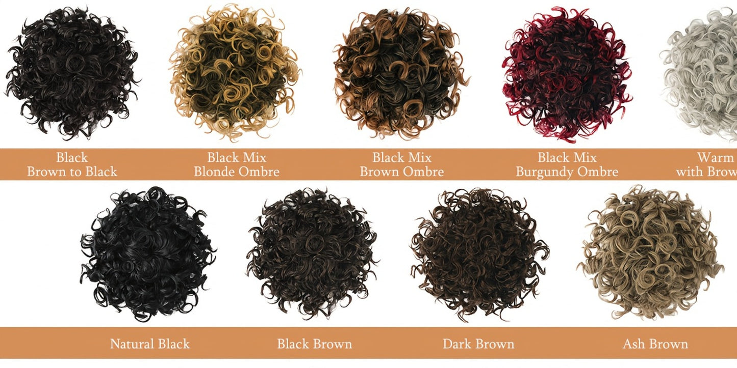 Messy Bun Hairpiece Drawstring Loose Curly Clip In Hair Extension Scrunchie Fake Bun Ponytail Updo Women 10 Inch Thick Voluminous Brown Dark Blonde All Hair Types