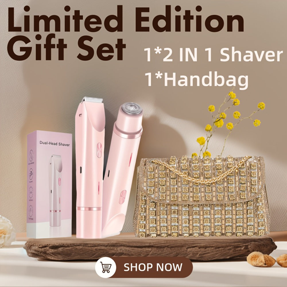 1pc Dual-Head Electric Hair Trimmer for Women, Rechargeable Lithium Battery, USB Charging, Multipurpose Bikini Razor and Face Shaver for Arms, Thighs, Body with Rechargeable Lithium Battery, USB Charging, for Ideal New Year Gift