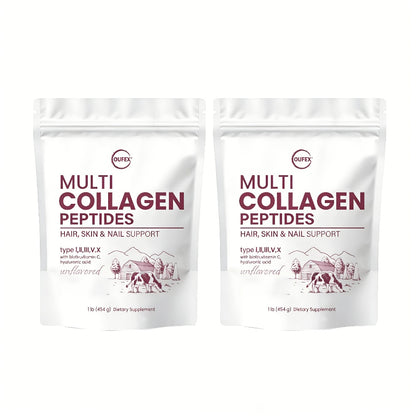 Multi-Collagen Powder with Hydrolyzed Protein Types I, II, III, V & X Plus Biotin & Vitamin C — Unflavored Collagen Peptides for Skin, Hair, Joints & Gut Health