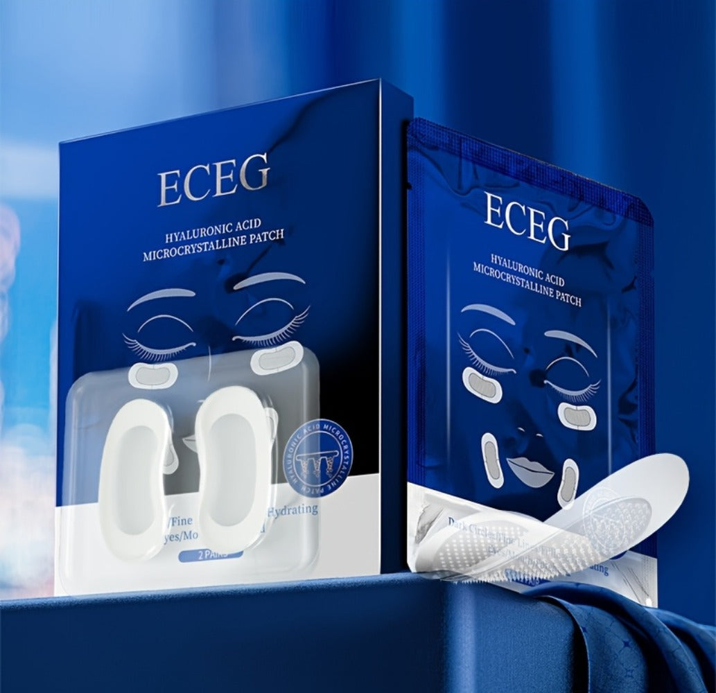 ECEG Microcrystalline Hyaluronic Acid Eye And Face Patch Mask 3 Boxes, Rich In Hyaluronic Acid, Microneedle Technology, Deep Hydrating and Moisturizing Skin, Firm and Nourish Care, Men and Women Daily Eye Mask, Patch Mask, 0.25mm Length