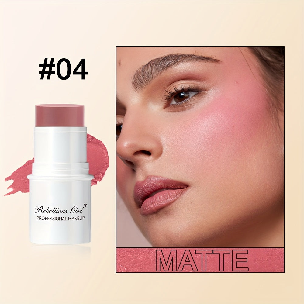 4pcs Creamy Blusher Stick Makeup Kit, Shades with Highlighter Stick, Blush Stick, Bronzer Contour Stick and Brush for Sculpt the Cheeks, Long Lasting, Waterproof, Matte & Shiny Finish