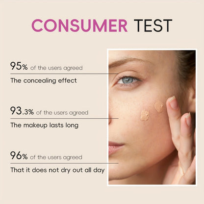Foundation Full Coverage Hydrating Waterproof Long Lasting LALKOU with Hyaluronic Acid Pear Powder Invisible Pores Flawless Skin 6 Shades Ivory to Tan 2pcs