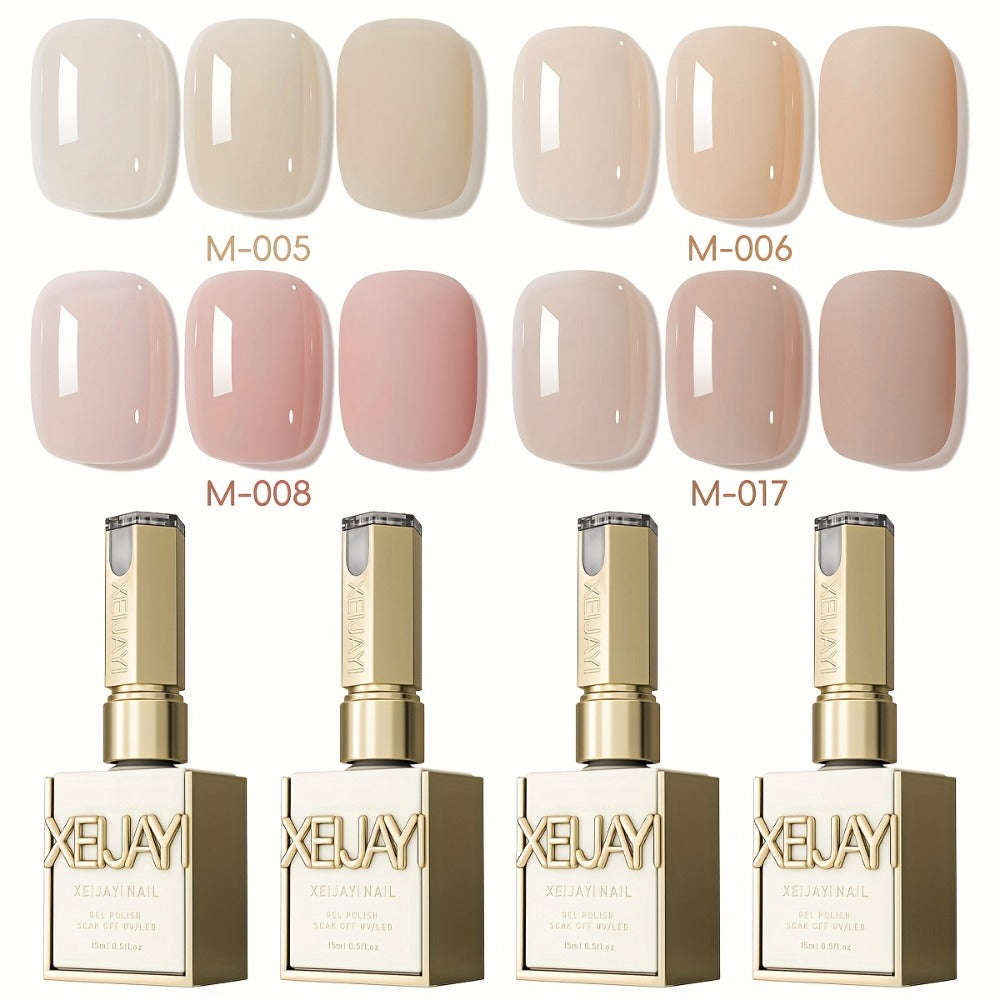 XEIJAYI Frame Bottle Nude Color 4pcs/set---Nail Gel New Arrival Nude Color Pink Nail Polish Gel 4pcs Set LED Gel High Saturation Long Lasting Firmness Does Not Damage Nails Home Salon Nail Salon Essential Salon Gel